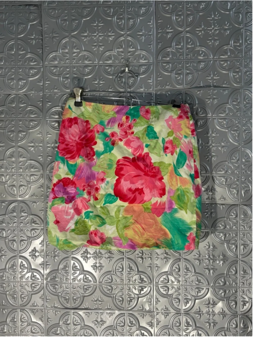 Talbots Mini Skirt Size 4 small Floral Botanical Print Pencil Pastel Preppy